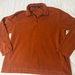 L Eddie Bauer Men's Rust Quarter Zip-Up Sweater
